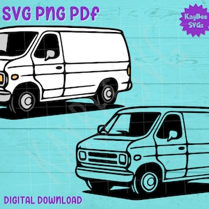 Witte bestelwagen SVG PNG PDF-clipart digitaal snijbestand downloaden voor Cricut silhouet sublimatie afdrukbare kunst - commercieel gebruik