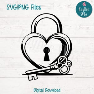 Coração Fechadura SVG PNG Amor Clipart para Dia dos Namorados e Artesanato Romântico | Arquivo de Corte para Cricut, Silhueta, Gravação a Laser, Sublimação, Imprimível