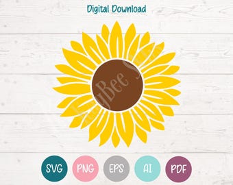Sunflower SVG PNG Clipart Cut Files for Cricut, Silhouette, Laser Engraving, Sublimation (Digital)