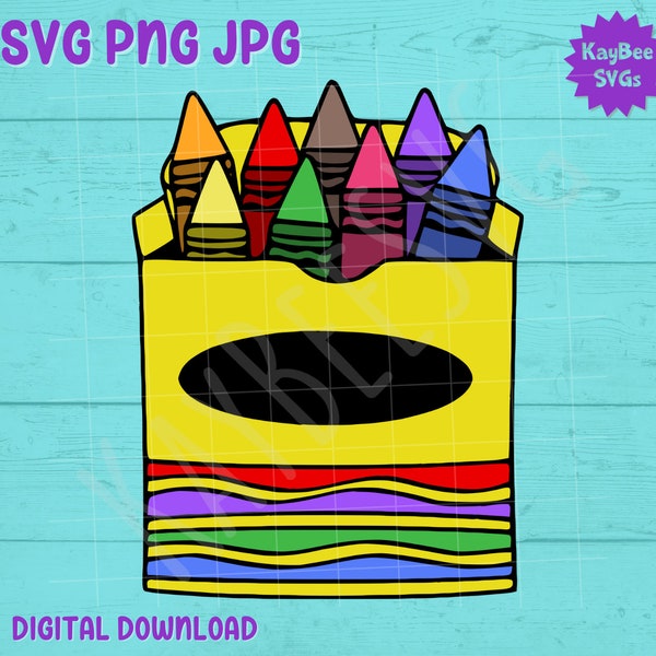 Crayon Box SVG PNG JPG Clipart Digital Cut File Download for Cricut Silhouette Sublimation Printable Art - Commercial Use