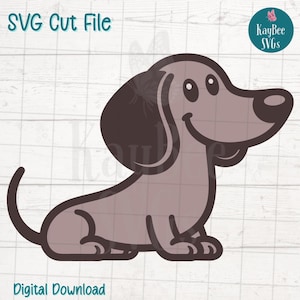 Cartoon Dachshund SVG PNG Cute Dog Clipart for Cricut, Silhouette, Sublimation, Laser Engraving, Printable Clipart