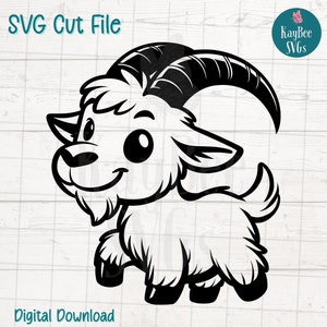 Geit SVG PNG cartoon boerderij dieren clipart voor kinderen en boerenerf ambachten | Snijbestand voor Cricut, silhouet, lasergravure, sublimatie en afdrukken