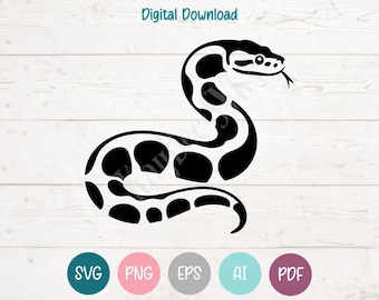 Wąż z pytonem królewskim SVG: pliki do wycinania clipartów dla Cricut, sylwetki, grawerowania laserowego, sublimacji (cyfrowej)
