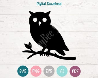 Owl Silhouette SVG PNG Clipart Cut Files for Cricut, Silhouette, Laser Engraving, Sublimation (Digital)