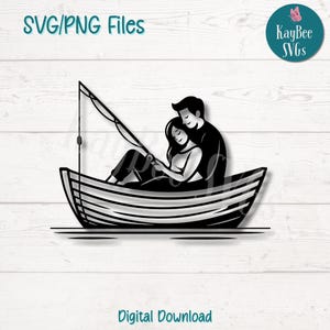 Pareja pescando archivos SVG PNG de corte para Cricut, descarga digital de Silhouette, grabado láser, impresión por sublimación, imágenes prediseñadas de uso comercial