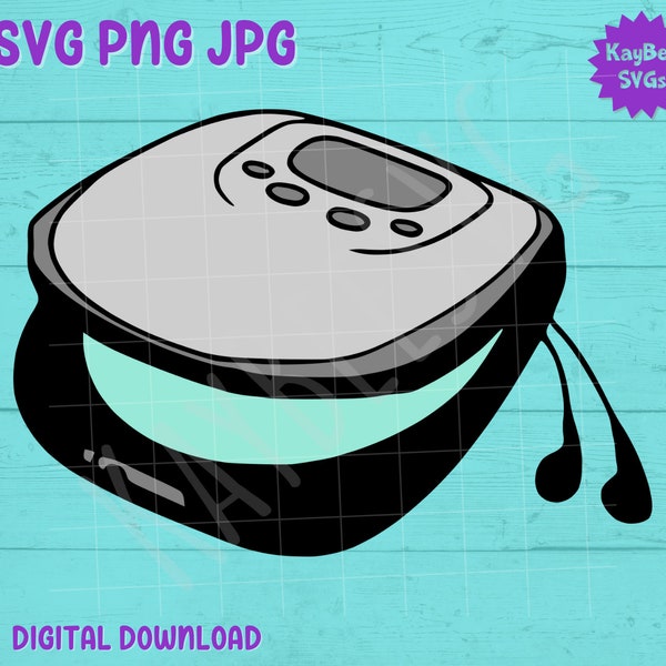 Portable CD Player SVG PNG Jpg Clipart Digital Cut File Download for Cricut Silhouette Sublimation Printable Art - Commercial Use