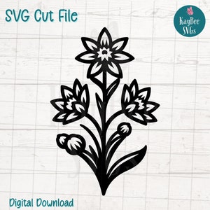 Edelweiss SVG Cut File for Cricut, Silhouette, Digital Download, Printable Clipart, Commercial Use, Clip Art, Laser Stencil Outline