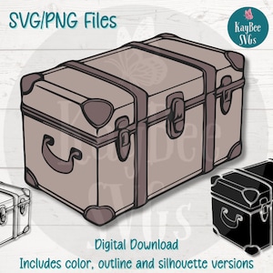 Archivos de corte SVG/PNG de baúl de cuero para Cricut, Silhouette, descarga digital, imágenes prediseñadas imprimibles, imágenes prediseñadas para uso comercial, sublimación