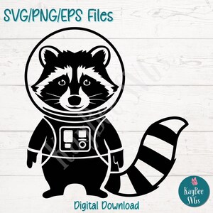 Astronaut Waschbär SVG PNG Weltraum Tier Clipart für Galaxy und niedliches Kunsthandwerk | Schneidedatei für Cricut, Silhouette, Lasergravur, Sublimation