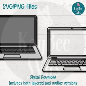 ラップトップ コンピューター SVG | Cricut、シルエット、デジタル ダウンロード、印刷可能なクリップアート、商用利用のクリップアート、昇華用の PNG カット ファイル