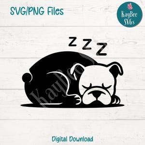 Sleeping Bulldog SVG PNG Cute Dog Clipart for Cricut, Silhouette, Sublimation, Laser Engraving, Printable Clipart