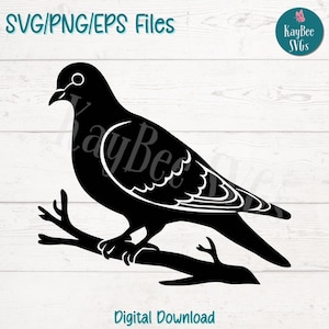 Duif op tak SVG PNG Peace Bird Clipart voor Faith and Nature Crafts | Snijbestand voor Cricut, silhouet, lasergravure, sublimatie en print