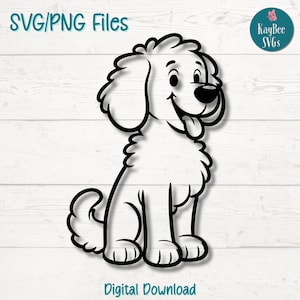 Cartoon Goldendoodle SVG PNG Cut Files for Cricut, Silhouette Digital Download, Laser Engraving, Sublimation Printable, Commercial Use