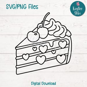 Tranche de gâteau SVG PNG Dessert Clipart pour anniversaire et fête d'artisanat | Fichier de coupe pour Cricut, Silhouette, gravure laser, sublimation