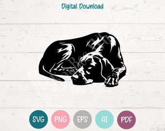 Sleeping German Shorthaired Pointer SVG: Clipart Cut Files for Cricut, Silhouette, Laser Engraving, Sublimation