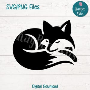 File SVG PNG di "Volpe addormentata" da tagliare per Cricut Silhouette, download digitale, incisione laser, stampa a sublimazione, clipart per uso commerciale