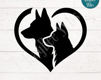 Archivos de corte SVG y PNG de corazón de pastor alemán (descarga digital)
