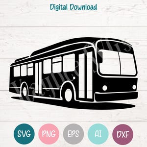 City Bus SVG PNG Cut Files for Cricut, Silhouette Digital Download, Laser Engraving, Sublimation Printable, Commercial Use Clipart