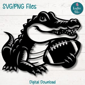 Crocodile with Football SVG | PNG Cut Files for Cricut, Silhouette, Digital Download Printable Clipart, Commercial Use Clip Art, Sublimation