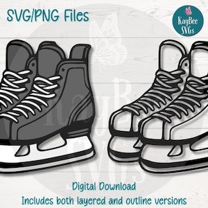 Hockey Skates SVG PNG Cut Files for Cricut, Silhouette Digital Download, Laser Engraving, Sublimation Printable, Commercial Use Clipart