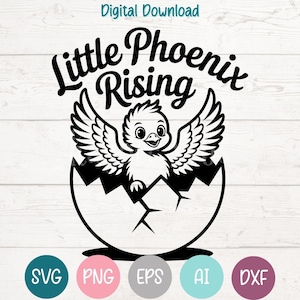 Little Phoenix Rising SVG PNG coupe des fichiers pour Cricut, téléchargement numérique silhouette, gravure laser, impression par sublimation, usage Commercial