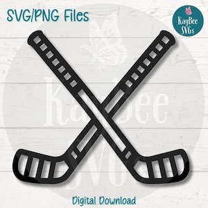 Crossed Hockey Sticks SVG | PNG Cut Files for Cricut, Silhouette, Digital Download, Printable Clipart, Commercial Use Clip Art