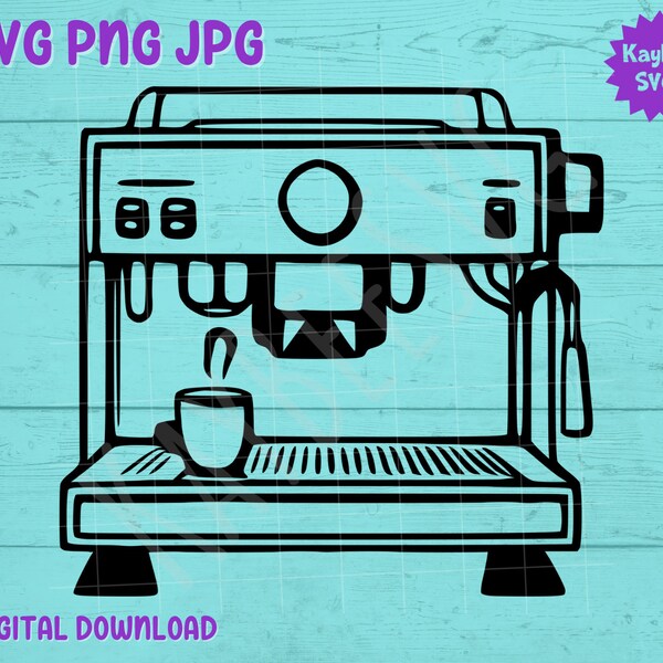 Espresso Machine SVG PNG Jpg Clipart Digital Cut File Download for Cricut Silhouette Sublimation Printable Art - Commercial Use