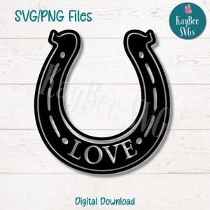 Archivos de corte SVG PNG de herraduras de amor para Cricut, descarga digital de Silhouette, grabado láser, impresión por sublimación, imágenes prediseñadas de uso comercial