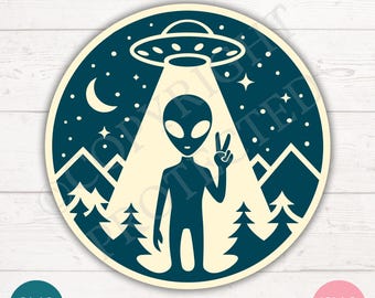 Alien Abduction SVG | Extraterrestrial UFO Clipart (Digital)
