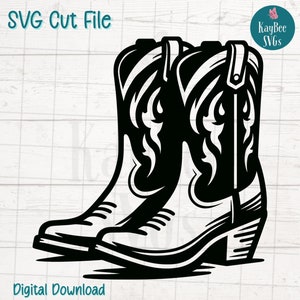 Cowboy Boots SVG Digitale Schnittdatei für Cricut, Silhouette, Gravur, Sublimation, bedruckbare Kunst, T-Shirt, Becherpresse - kommerzielle Nutzung