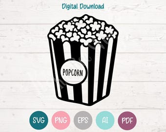 Popcorn SVG | Popcorn Silhouette | Snack Clipart PNG DXF for