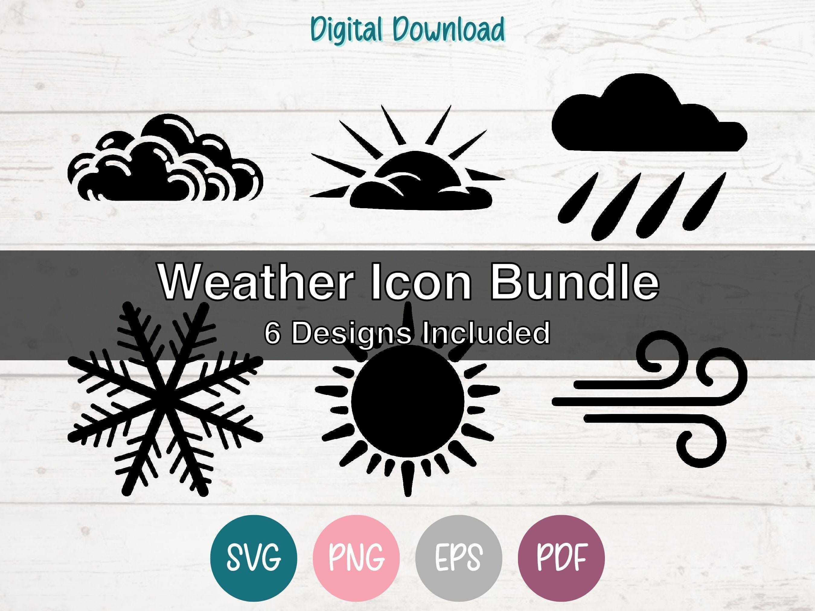 Weather SVG Bundle - Clipart Cut Files for Cricut, Silhouette ...
