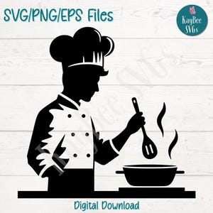 Chef SVG PNG Cooking Clipart for Kitchen and Culinary Crafts | Cut File for Cricut, Silhouette, Laser Engraving, Sublimation, Printable Art