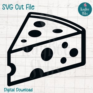 Cuña de queso SVG PNG Clipart de alimentos lácteos para cocina y manualidades lindas / Archivo de corte para Cricut, Silhouette, grabado láser, impresión por sublimación