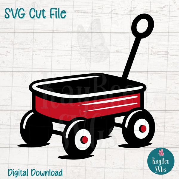 Child's Wagon SVG Cut File for Cricut, Silhouette, Digital Download, Printable Clipart, Commercial Use, Clip Art, Laser Stencil Outline