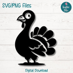 Desenho animado Turquia SVG PNG Engraçado Ação de Graças Pássaro Clipart para Artesanato de Outono | Arquivo de corte para Cricut, Silhouette, Gravação a Laser, Sublimação