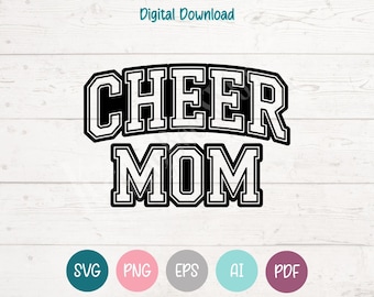Cheer Mom SVG PNG Clipart Cut Files for Cricut, Silhouette, Laser Engraving, Sublimation (Digital)