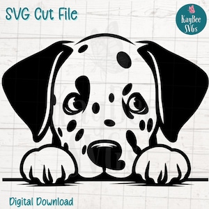 Peeking Dalmatian SVG PNG Dog Clipart for Pet Decor and Breed Crafts | Cut File for Cricut, Silhouette, Laser Engraving, Sublimation, Print