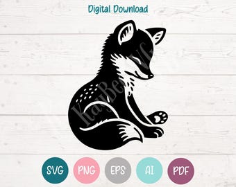 Baby Fox SVG PNG Clipart Cut Files for Cricut, Silhouette, Laser Engraving, Sublimation (Digital)