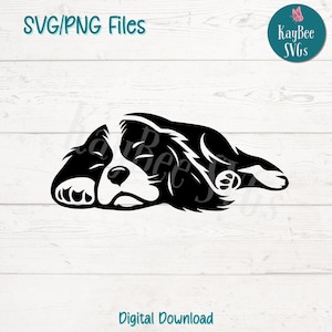 Sleeping Cavalier King Charles Spaniel SVG PNG Cut Files for Cricut Silhouette Digital Download Laser Engraving Sublimation Printable Design