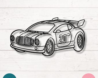 Imágenes prediseñadas de siluetas de coches deportivos / Carreras SVG, PNG (Digital)