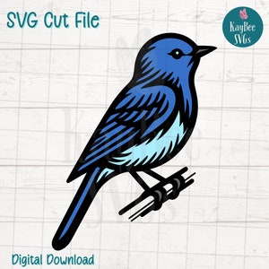 Archivo SVG de pájaro azul para Cricut, Silhouette, descarga digital, clipart imprimible, uso comercial, clip art, plantilla láser en capas
