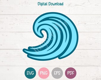 Ocean Wave SVG PNG Clipart Cut Files for Cricut, Silhouette, Laser Engraving, Sublimation (Digital)