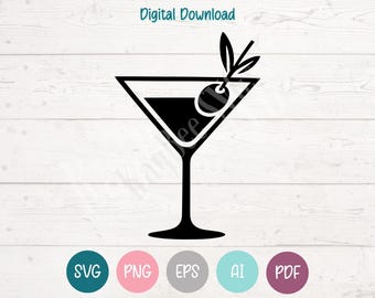 Olive Martini SVG PNG Clipart Cut Files for Cricut, Silhouette, Laser Engraving, Sublimation (Digital)