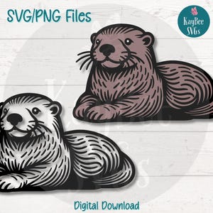 Sea Otter SVG PNG Cut File for Cricut, Silhouette, Sublimation, Laser Engraving, Printable Clipart, Cute Marine Animal Art