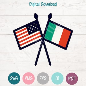 American & Italian Flags SVG Clipart: Cricut, Silhouette (Digital Download)