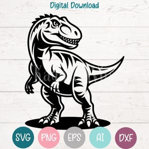 Allosaurus dinosaure SVG PNG coupe des fichiers pour Cricut, téléchargement numérique silhouette, gravure laser, impression par sublimation, usage Commercial