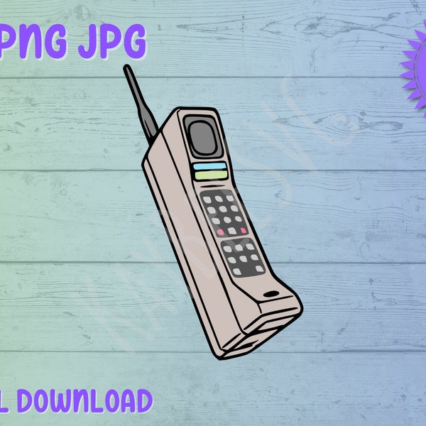 80s/90s Mobile Cell Phone SVG PNG JPG Clipart Digital Cut File Download for Cricut Silhouette Sublimation Printable Art - Commercial Use