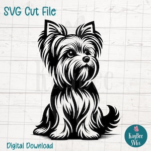 Yorkshire Terrier SVG PNG Cut Files for Cricut, Silhouette Digital Download, Laser Engraving, Sublimation Printable, Commercial Use Clipart