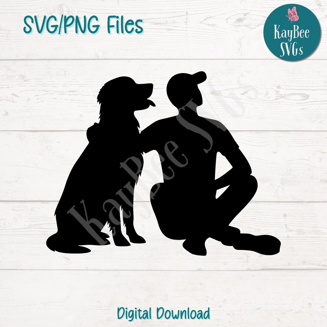 Golden Retriever and Owner SVG PNG Cut Files for Cricut, Silhouette